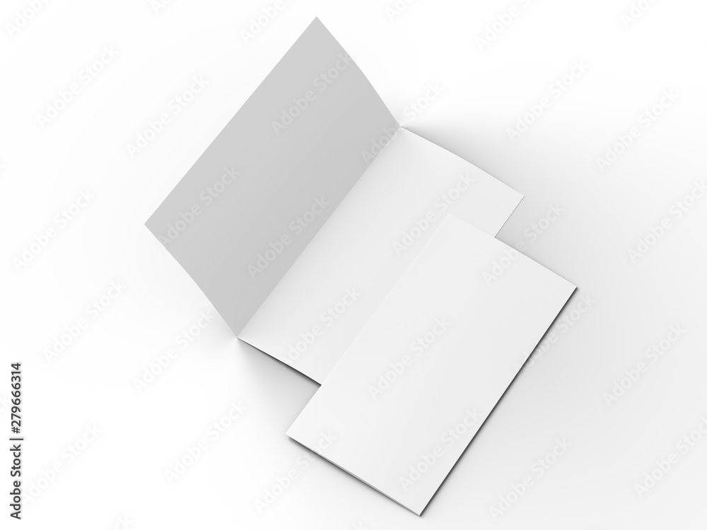 Leaflet folded to DL format - mock up - 3d illustartion Leaflet folded to DL format - mock up - 3d illustartion