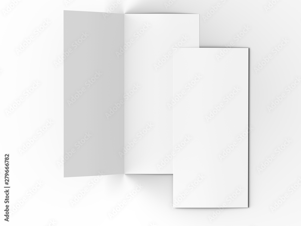 Leaflet folded to DL format - mock up - 3d illustartion Leaflet folded to DL format - mock up - 3d illustartion