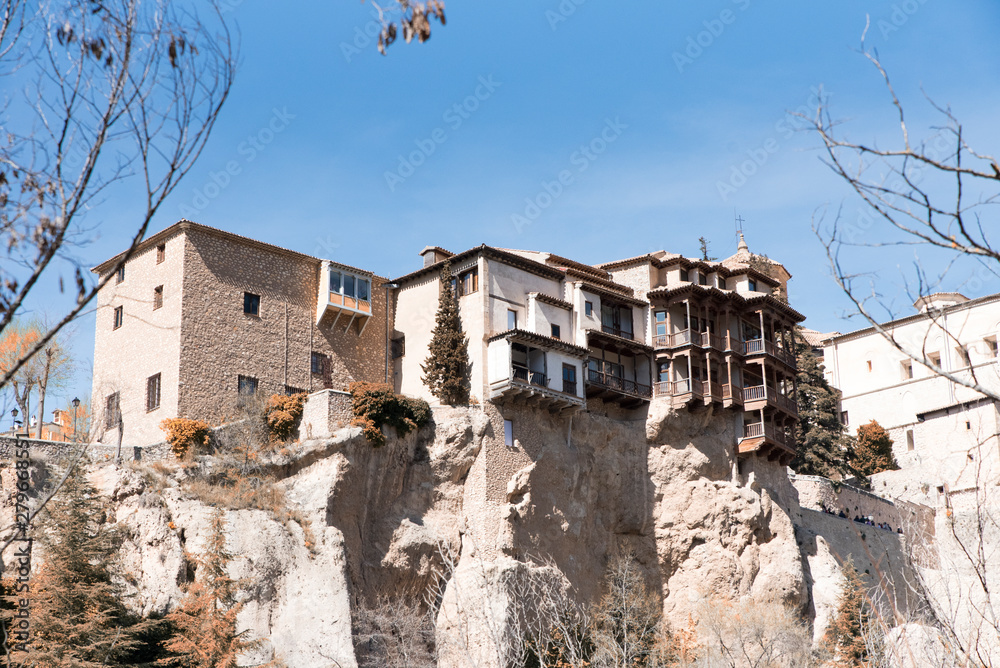 Hanging houses on the stones in Cuenca city of Spain