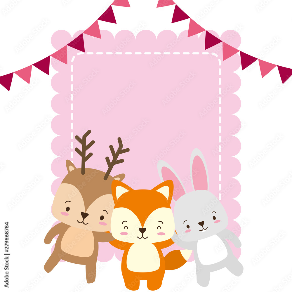 cute deer fox and rabbit animals greeting card cute deer fox and rabbit animals greeting card