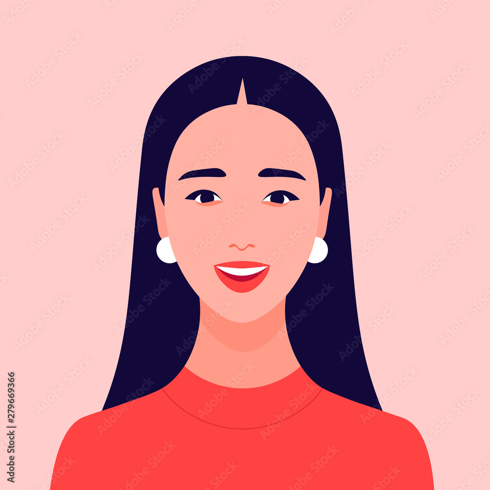 The face of a happy girl Avatar of a laughing young woman Portrait  Vector flat illustration Stock Vector  Adobe Stock
