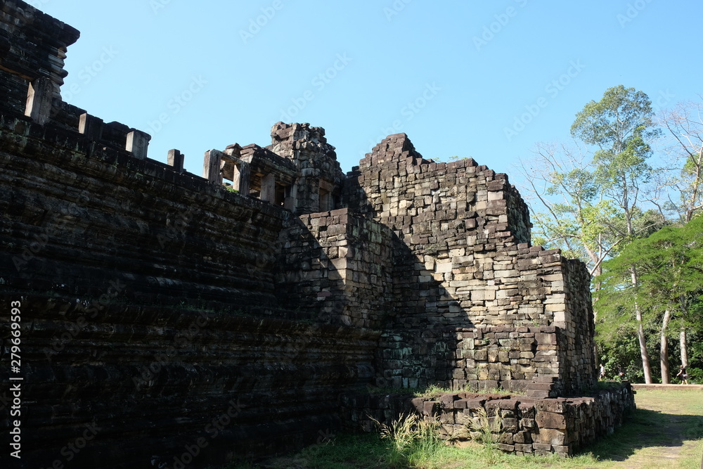 Fragment of a dilapidated corner defensive tower. Antiquities of Southeast Asia.