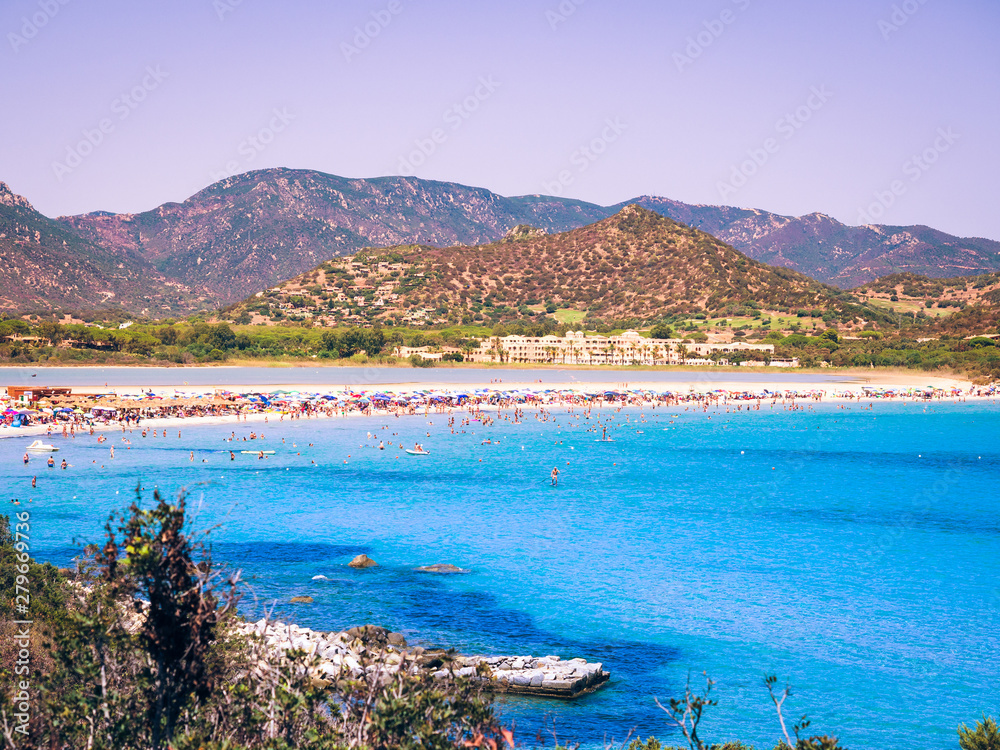 Transparent and turquoise sea in Porto Giunco, Sardinia, Italy