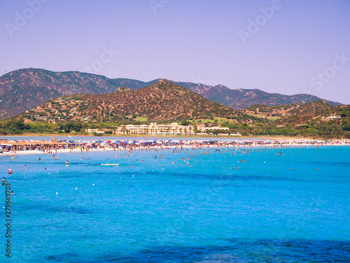 Transparent and turquoise sea in Porto Giunco  Sardinia  Italy