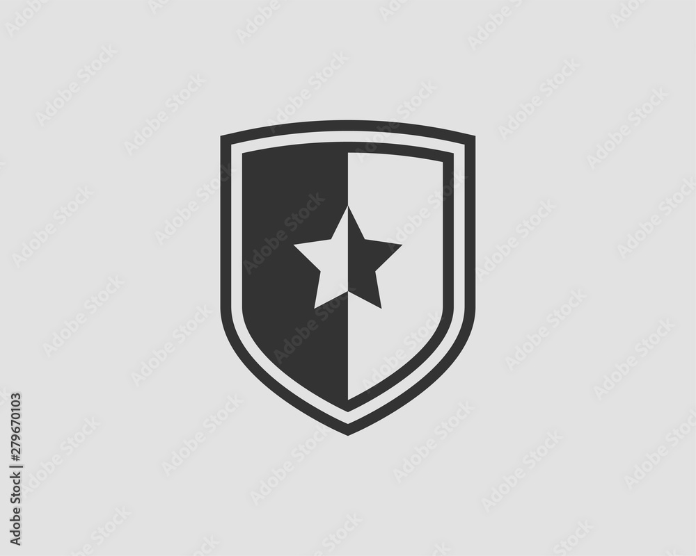 Shield vector logo with star icon Shield vector logo with star icon
