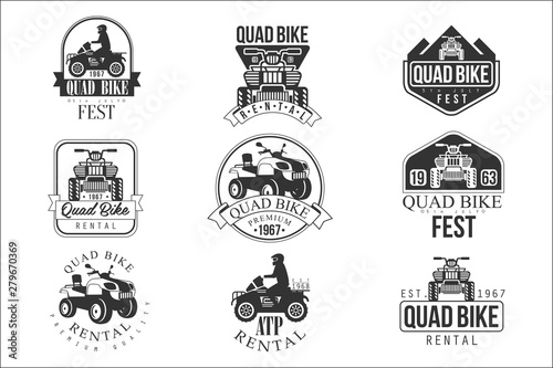 Quad Bike Rental Service Black And White Emblems