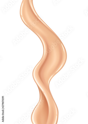 Foundation liquid texture, creamy skin tone foundation in 3d illustration, extreme close up look isolated on white
