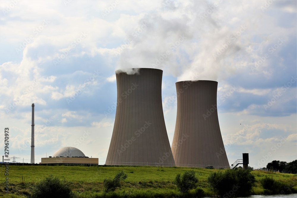 nuclear power plant on background of blue sky