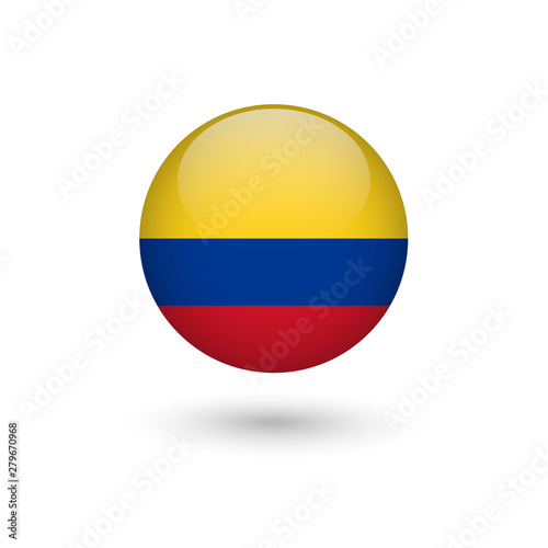 Colombia flag round glossy