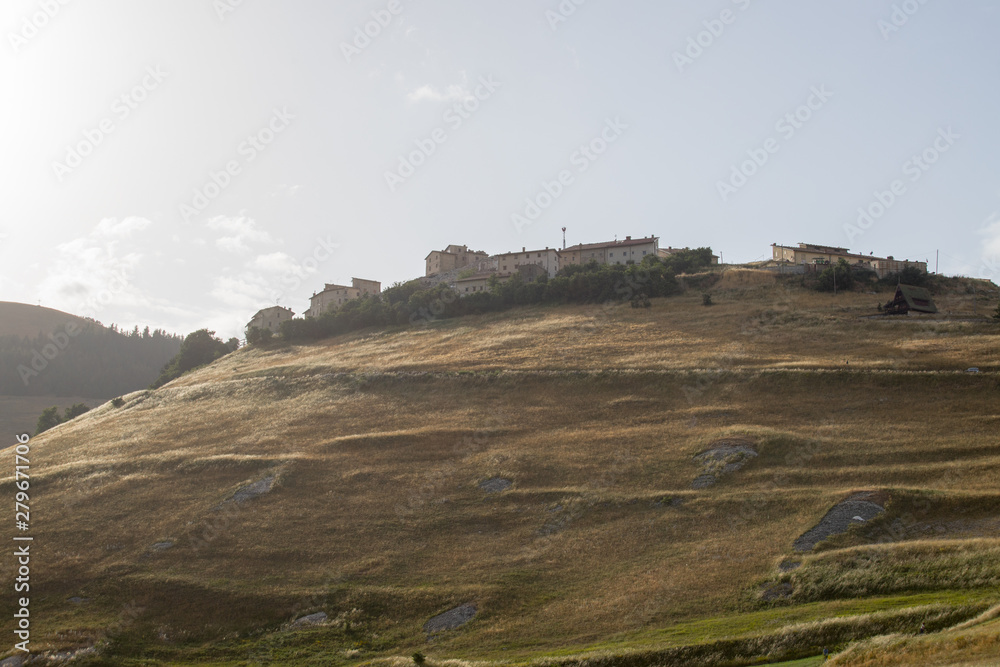 The village of Castelluccio di Norcia destroyed by the earthquake. Apennines, Umbria, Italy