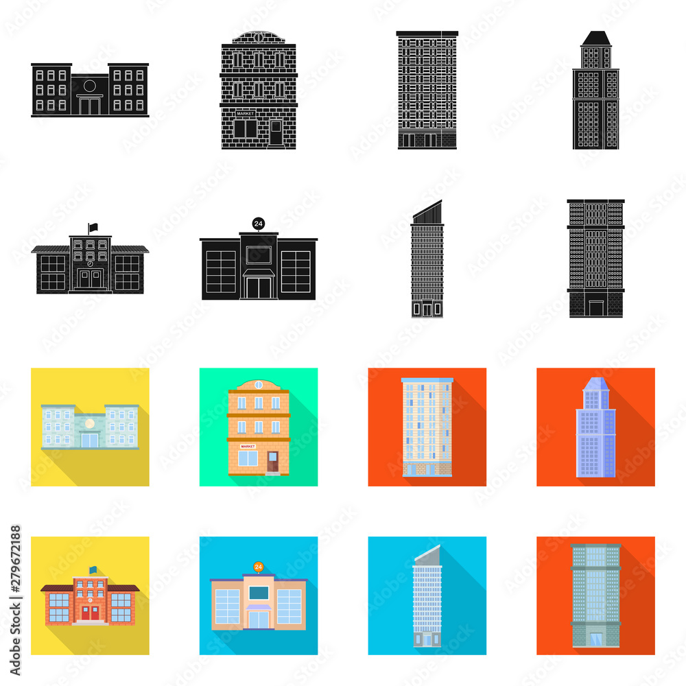 Isolated object of municipal and center logo. Collection of municipal and estate stock vector illustration.