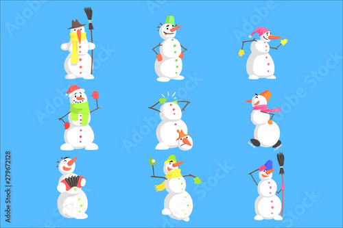Classic Snowmen Made Of Three Snowballs Character Set