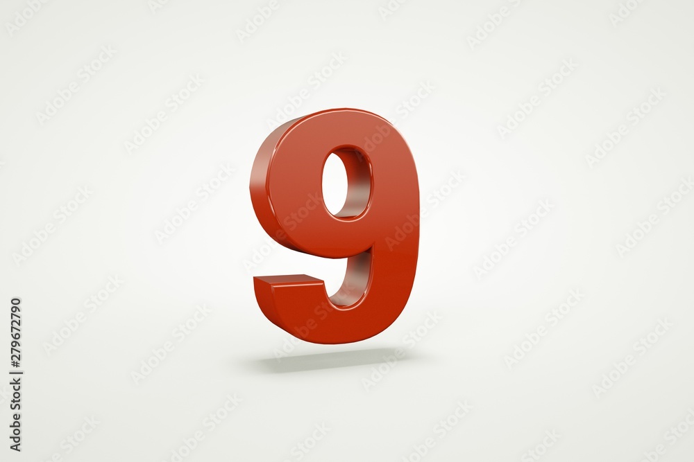 3D number with white background,number 9 3D number with white background,number 9