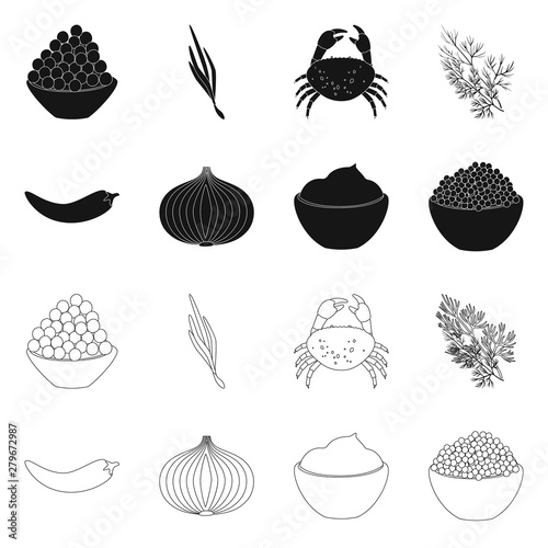 Vector illustration of taste and product icon. Set of taste and cooking vector icon for stock.