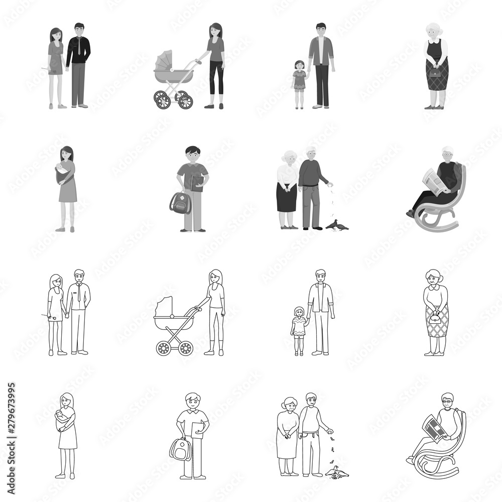 Vector design of character and avatar symbol. Set of character and portrait stock symbol for web. Vector design of character and avatar symbol. Set of character and portrait stock symbol for web.