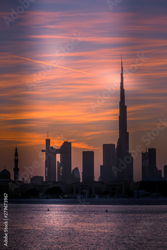 Dubai skyline sunrise