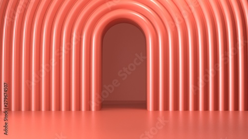 Render image of abstract pink color geometric shape background, modern minimalist mockup for podium display or showcase