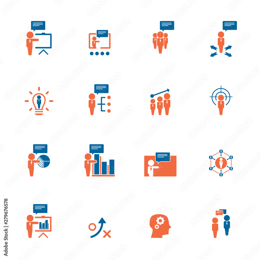 Business training icon set Business training icon set