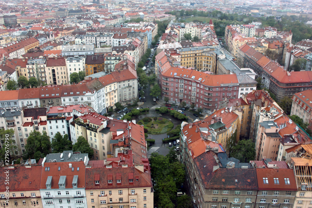View on Prague roofs from above