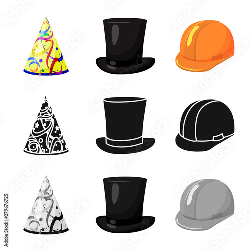 Isolated object of clothing and cap symbol. Collection of clothing and beret stock vector illustration.