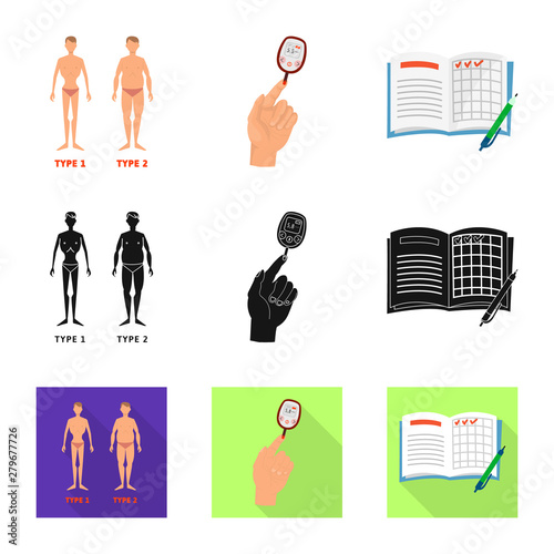 Vector illustration of diet and treatment logo. Collection of diet and medicine stock vector illustration.