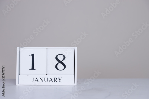 January Date Cube White Background