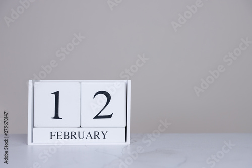 February Date Cube White Background