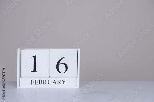 February Date Cube White Background