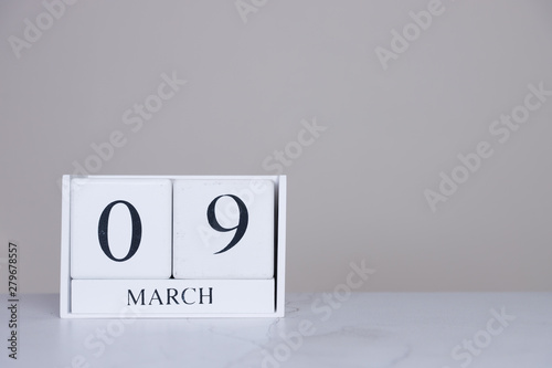 March Date Cube White Background