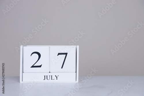 July Date Cube White Background