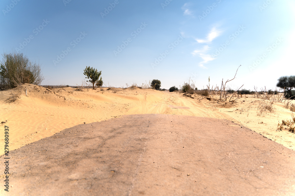 The jaisalmer sand road in India The jaisalmer sand road in India