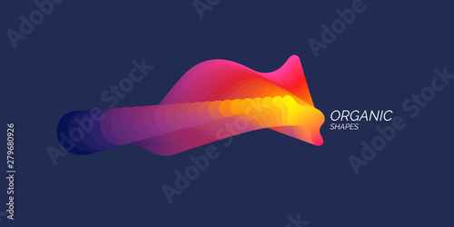 Bright abstract object with dynamic waves. Vector illustration in minimal style