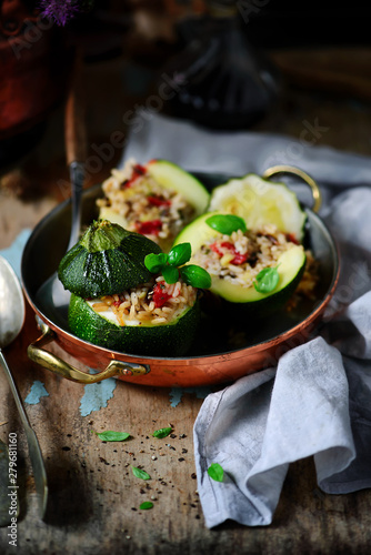 Stuffed zuccini with rice..selective focus