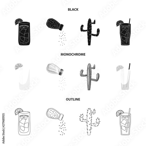 Vector design of cafe and Latin logo. Set of cafe and national vector icon for stock.