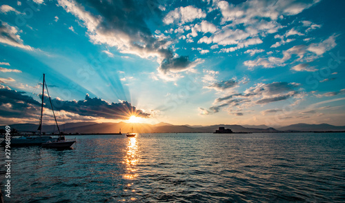 Sun rays over ocean