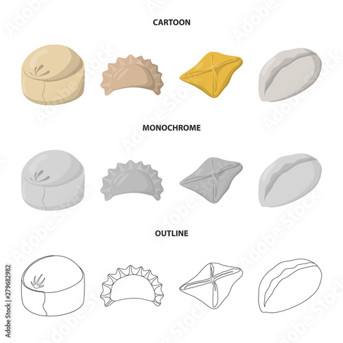 Vector illustration of products and cooking symbol. Collection of products and appetizer stock vector illustration.