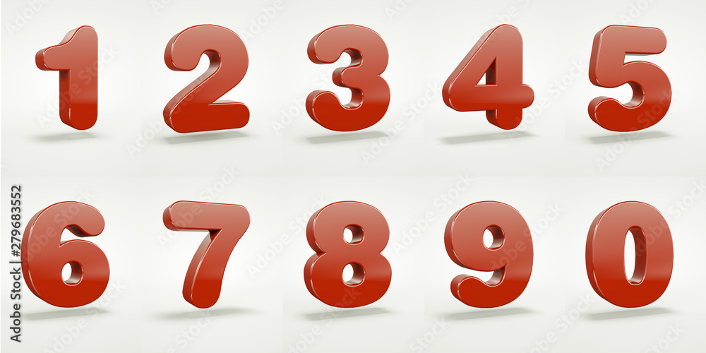 3D number with white background 3D number with white background