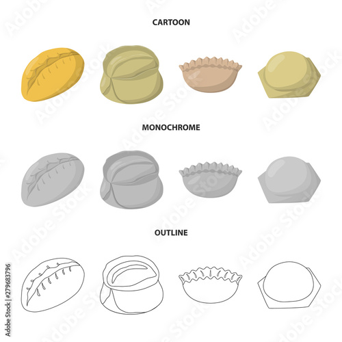 Vector design of products and cooking sign. Set of products and appetizer vector icon for stock.