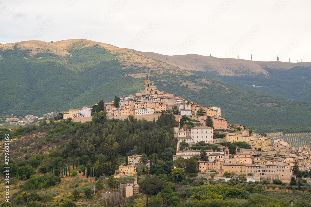 The village of Trevi in Umbria. Umbria, Italy - July, 2019