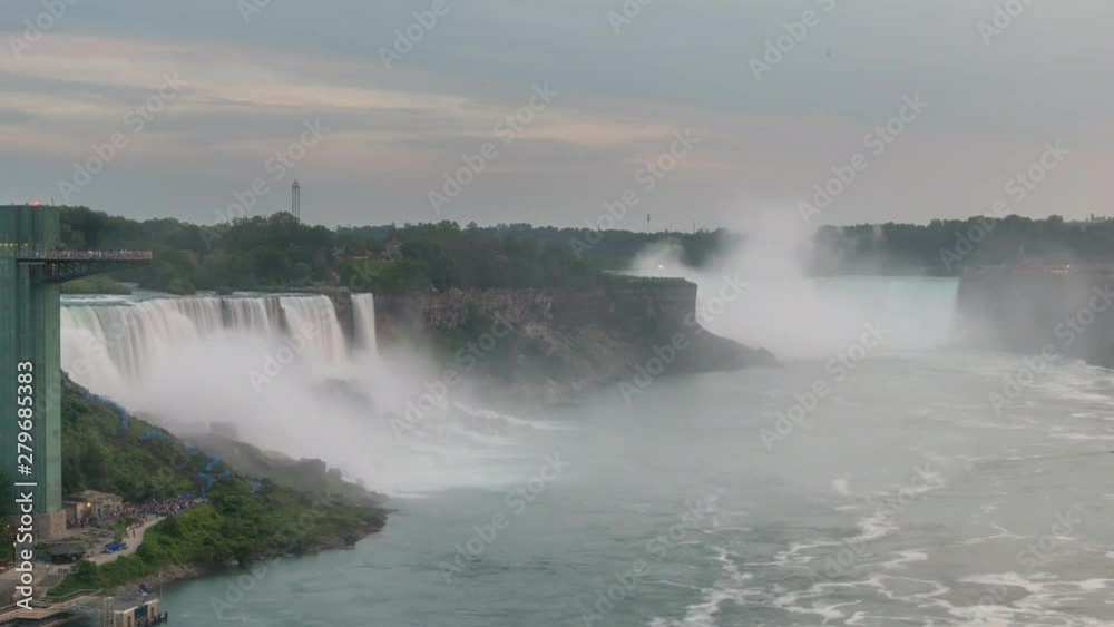 Niagara Falls, Day to Night, Sunset Timelapse Video from Rainbow Bridge Niagara Falls, Day to Night, Sunset Timelapse Video from Rainbow Bridge