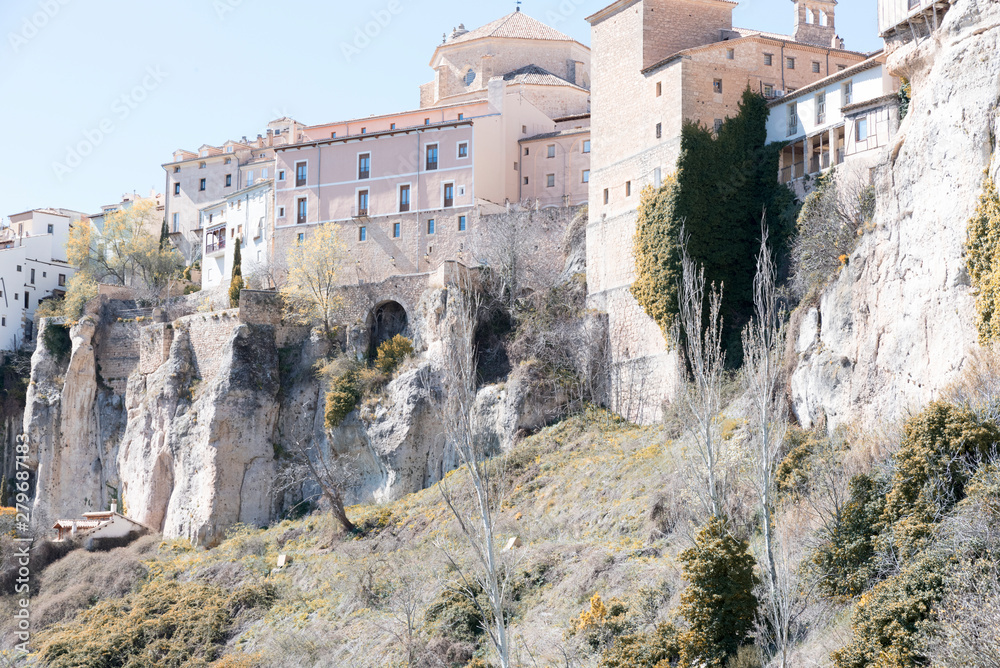 Hanging houses on the stones in Cuenca city of Spain Hanging houses on the stones in Cuenca city of Spain