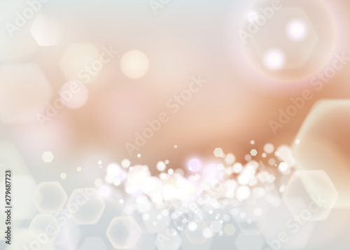 Golden DNA structure vector background. Beauty skin care luxury cosmetics concept. Molecular structure. 3D . Blurred bright bokeh background.