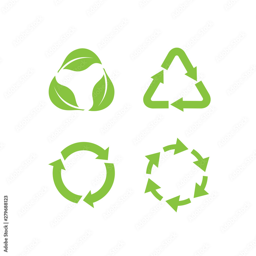 Fototapeta premium Recycle icon set template color editable. Recycle symbol pack vector sign isolated on white background. Simple logo vector illustration for graphic and web design.