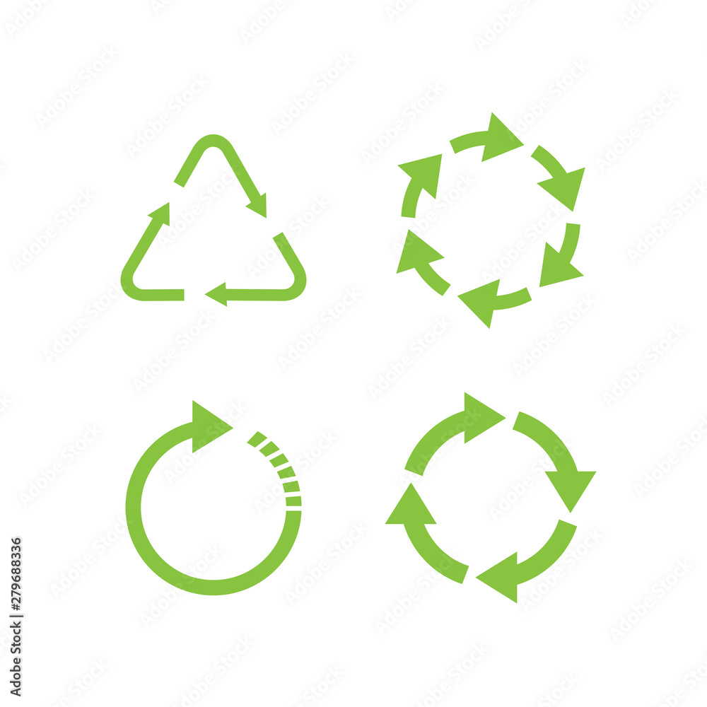 Obraz premium Recycle icon set template color editable. Recycle symbol pack vector sign isolated on white background. Simple logo vector illustration for graphic and web design.