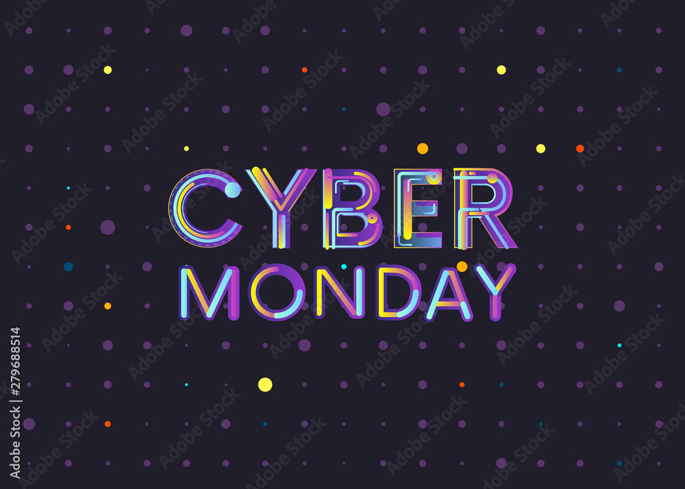Fototapeta premium Cyber Monday, online shopping and marketing concept, vector