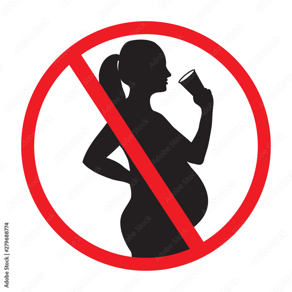 Do not drink alcohol during pregnancy sign 素材庫插圖 Adobe Stock