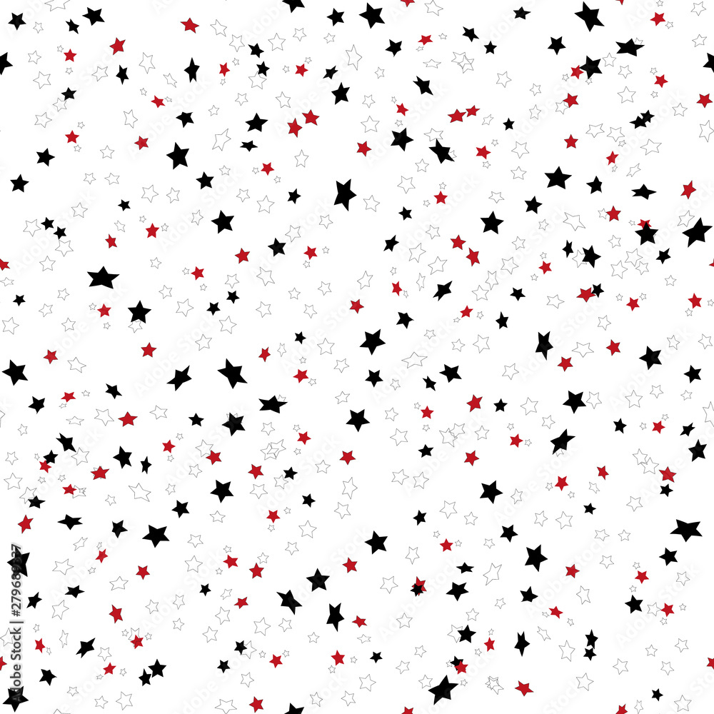 Obraz premium Repeated red and black stars cute seamless pattern for kids. Red, black colors. Vector illustration.