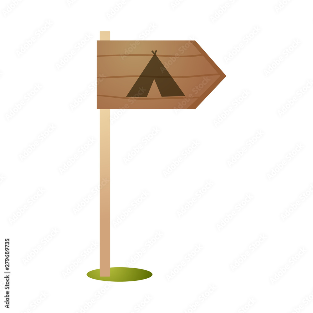 Camping wood sign board, show direction to place Camping wood sign board, show direction to place