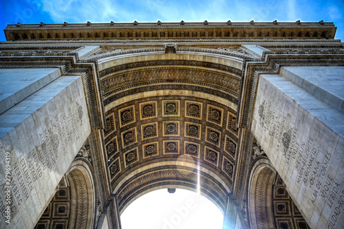 Obraz na płótnie A view of the Arc de Triomphe located in Paris, France. w salonie