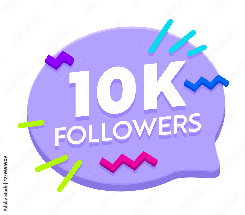10k Followers Post Banner in Speech Bubble Shape with Decoration in Memphis Style 10k Followers Post Banner in Speech Bubble Shape with Decoration in Memphis Style